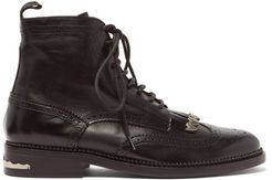 Tasselled Lace-up Leather Boots - Mens - Black