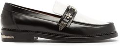 Contrast-panel Buckled Leather Loafers - Mens - Black