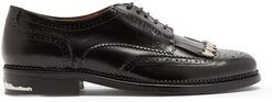 Fringed Leather Derby Brogues - Mens - Black