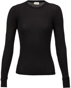 Round-neck Ribbed Sweater - Womens - Black