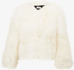 Single-breasted Curly-shearling Jacket - Womens - White