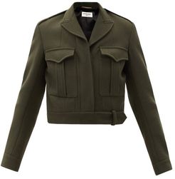 Cropped Wool-twill Utility Jacket - Womens - Khaki