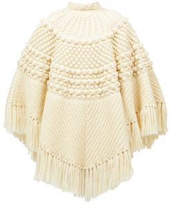 Fringed Bobble-knit Poncho - Womens - Ivory