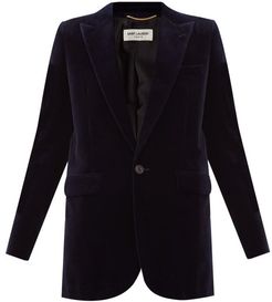 Single-breasted Cotton-velvet Jacket - Womens - Navy