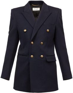 Double-breasted Wool-blend Jacket - Womens - Navy