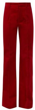 High-rise Cotton-corduroy Flared Trousers - Womens - Red