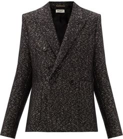 Double-breasted Sequinned Wool-blend Blazer - Womens - Black Multi