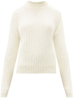 High-neck Ribbed Wool-blend Sweater - Womens - Ivory