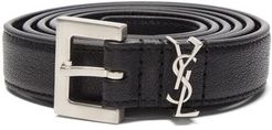 Ysl-plaque Leather Belt - Mens - Black