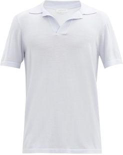 Jinete Open-collar Wool Polo Shirt - Mens - Light Blue
