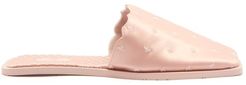 Floral-embroidered Backless Satin Slippers - Womens - Pink