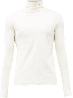 R-embroidered Roll-neck Jersey Top - Mens - Cream