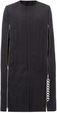 Punk Chain-zip Wool Cape - Mens - Navy