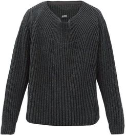 Oversized Boat-neck Ribbed Sweater - Mens - Dark Grey