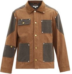 Bicolour Organic Cotton-canvas Jacket - Mens - Brown