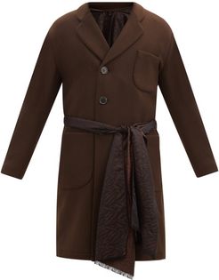 Satin-belted Double-breasted Wool-blend Coat - Mens - Brown