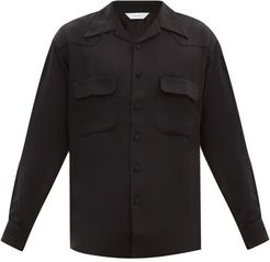 Point Cuban Collar Matte-satin Shirt - Mens - Black