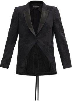 Lace-appliqué Fleecewool-blend Jacket - Womens - Black