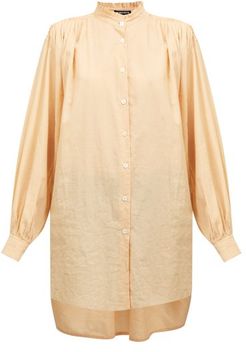 Oversized Frilled Neck Cotton-blend Shirt - Womens - Orange