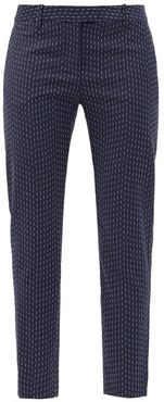 Henri Pinstriped Crepe Slim-leg Trousers - Womens - Navy