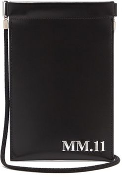 Mm.11-embossed Leather Phone Pouch - Mens - Black