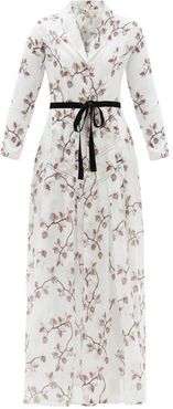 Maco Floral-print Cotton Robe Dress - Womens - White Print