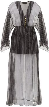 Lamé-striped Silk-blend Chiffon Dress - Womens - Black