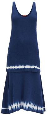 Shinobu Ribbed-knit Tiered Pima-cotton Midi Dress - Womens - Blue