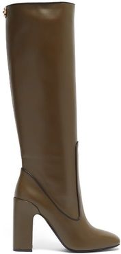 Farrah Knee-high Leather Boots - Womens - Khaki