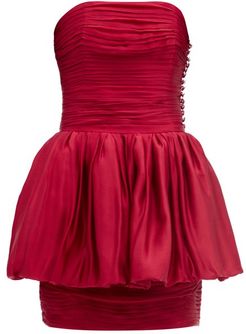 Layered Silk-satin Mini Dress - Womens - Red