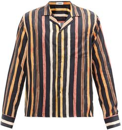 Solar Cuban-collar Stripe-print Shirt - Mens - Black Multi