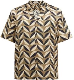 Pavilion Tile-print Silk-blend Shirt - Mens - Green Multi