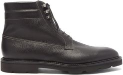 Alder Topstitched Pebbled-leather Boots - Mens - Black