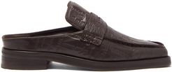 Logo-embossed Backless Leather Loafers - Mens - Brown