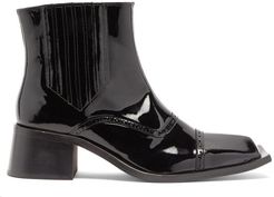 Square-toe Patent-leather Boots - Mens - Black