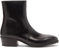 Zipped Leather Boots - Mens - Black