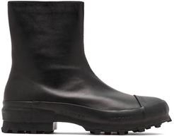 Traktori Zipped Leather And Rubber Ankle Boots - Mens - Black