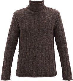 Roll-neck Ribbed Wool-blend Sweater - Mens - Brown