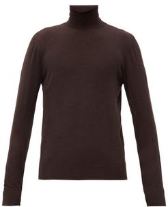 Roll-neck Wool Sweater - Mens - Brown
