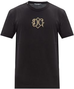 Monogram-embroidered Cotton-jersey T-shirt - Mens - Black