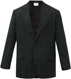 Jacquard-text Single-breasted Wool-blend Jacket - Mens - Green