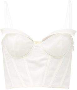 Ricino Silk Crepe De Chine Bustier Top - Womens - Cream