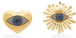All Hearts On Eye 24kt Gold-plated Clip Earrings - Womens - Gold Multi