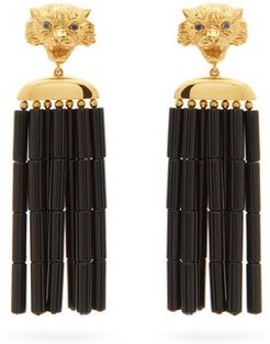 Tiger Napoleon 24kt Gold-plated Clip Earrings - Womens - Black Gold