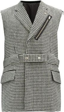 Houndstooth-check Wool-twill Sleeveless Blazer - Mens - Grey