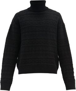 Roll-neck Fair Isle-knitted Wool Sweater - Mens - Black