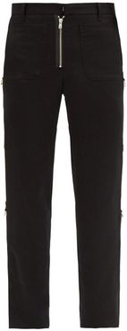 Exposed-zip Wool-twill Trousers - Mens - Black