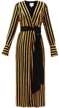 Pride Sequin-striped Wrap Dress - Womens - Black Gold