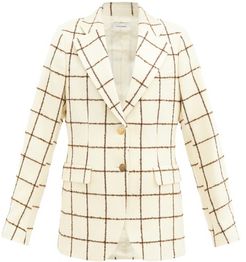 Judah Windowpane-check Wool-blend Jacket - Womens - Ivory