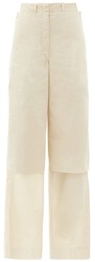 Layered Cotton-ventile Wide-leg Cargo Trousers - Womens - Cream